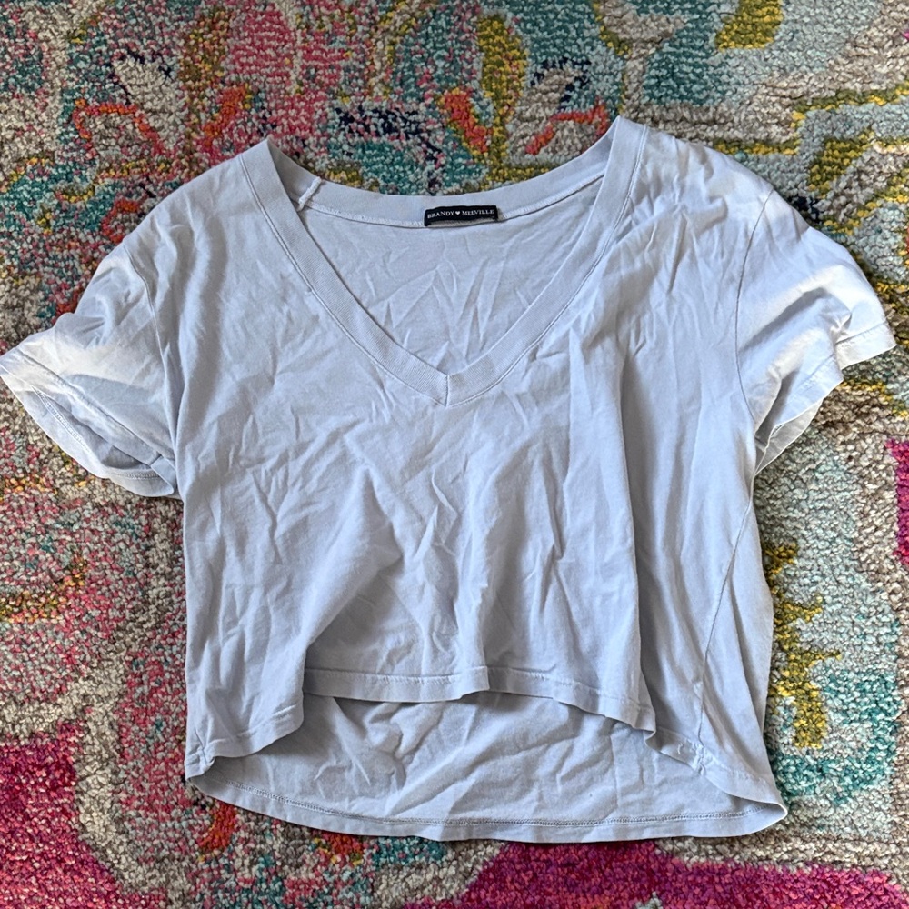 Brandy Melville Light Blue V-Neck Crop Top